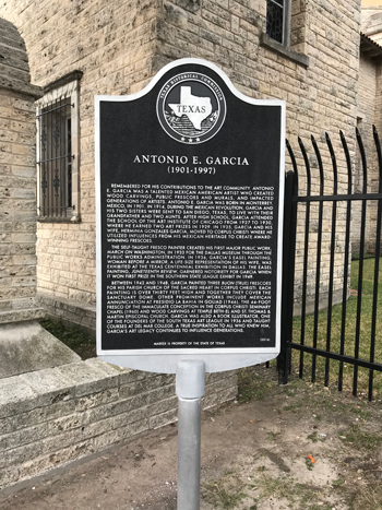 Texas Historical Commission sign about Antonio E. Garcia