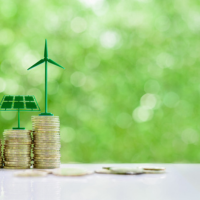 Windmills on green background