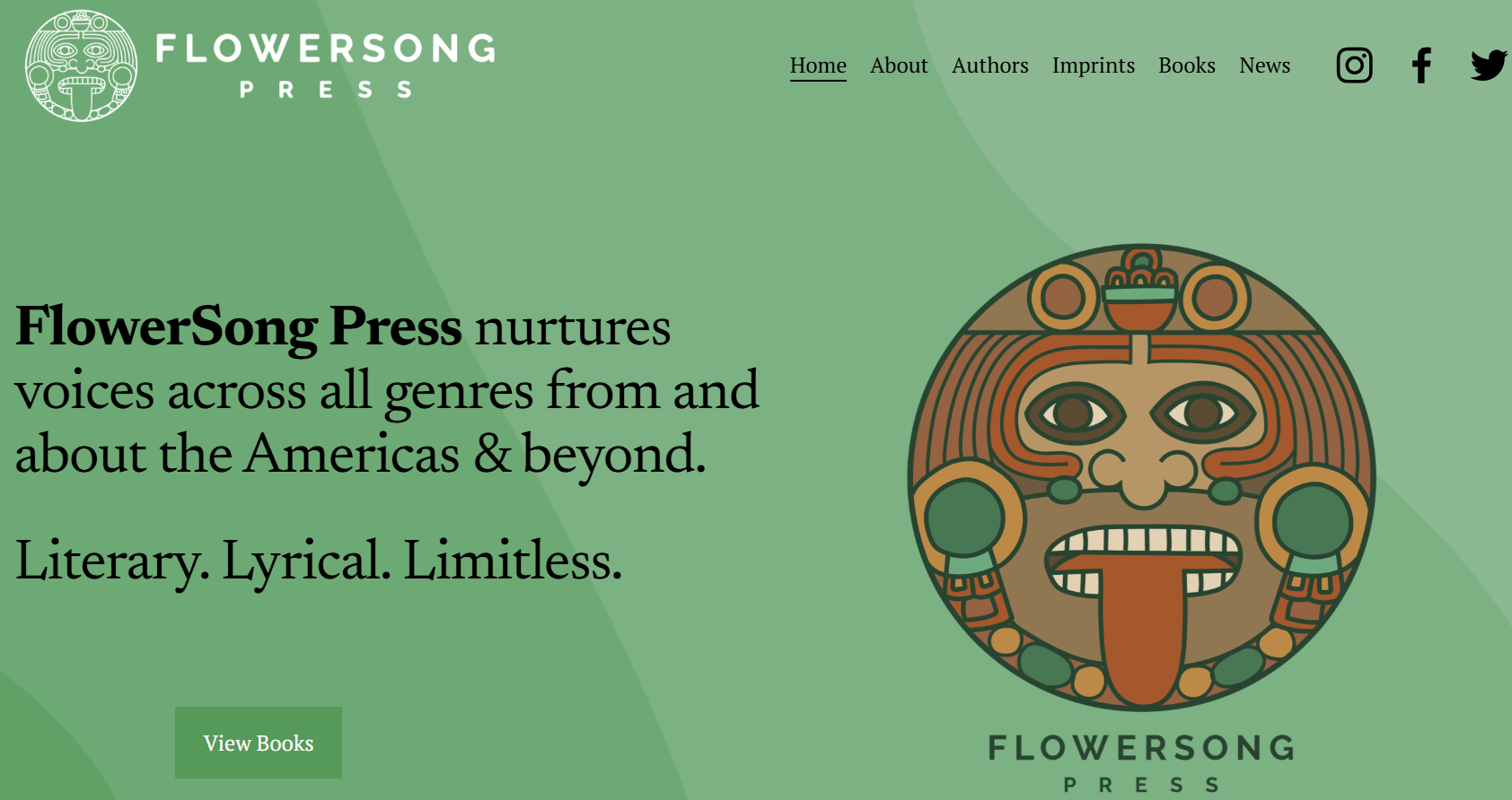 Flowersong Press home page with logo