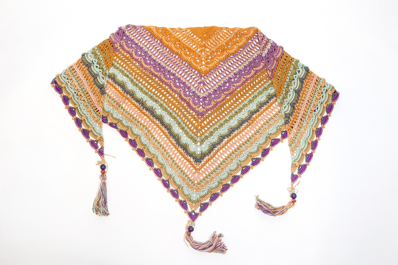 Colorful crocheted shawl.