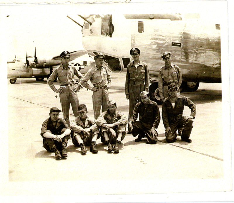 Arturo Vasquez, and air crewmen, at Hardwick Airfield. 