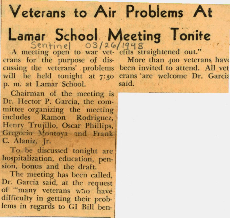 Photograph of a newspaper article announcing the meeting of veterans that resulting in the creation of the AGIF.