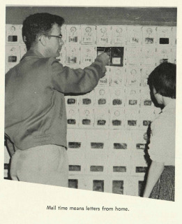 Student receiving mail TheSilverKing1959 with the quote "Mail time means letters from home". 