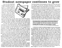 Island Waves - May 4, 1994, p. 1. Article title: Student Newspaper Continues to Grow This announcement calls for volunteers to sustain this student newspaper
