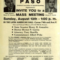 Flyer advertising a PASO meeting and describing the organization's objectives. 