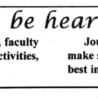 Island Waves - February 1994. Announcement title: Let Your Voice be Heard on the Island. This announcement calls for content creators for this student newspaper.
