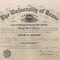 Dr. Garcia's medical diploma. 