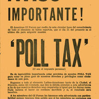 An AGIF flyer alerting Mexican Americans of the 1949 Texas poll tax deadline. 