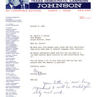 Letter from Clifton C. Carter to Dr. Garcia thanking Dr. Garcia for all of his work on behalf of the 1960 Kennedy-Johnson ticket. 