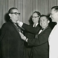 Photograph of Dr. Garcia receiving a Panama's Orden de Vasco Nunez de Balba award.