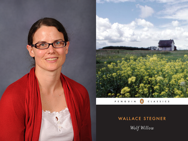 Headshot of Jen Brown on the left, cover art for Wolf of Willow on the right