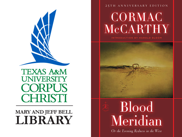 Bell Library logo on the left (no image of David Wallace available), cover art for Blood Meridian on the right