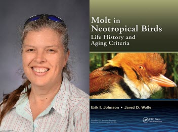 Kim Withers' portrait with the book cover from Molt in Neotropical Birds
