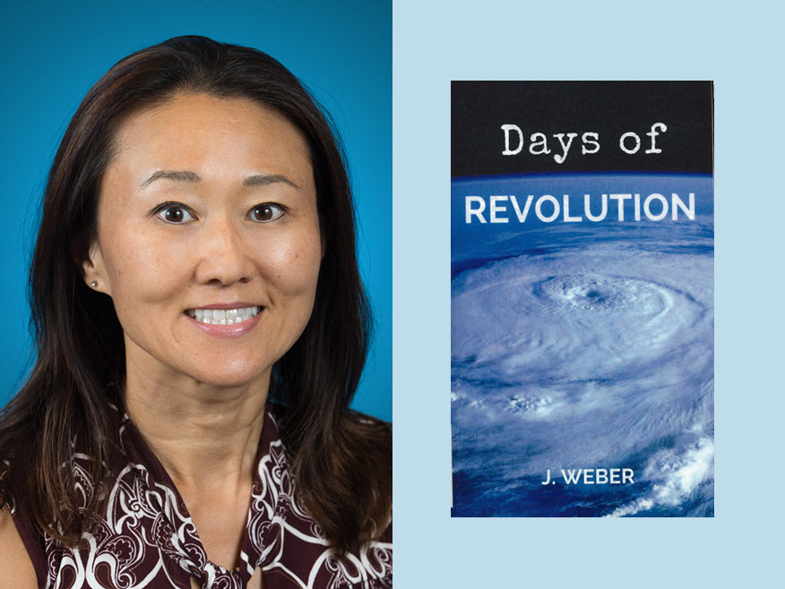 Susan DeGhize's portrait with the book cover from Days of Revolution: USA