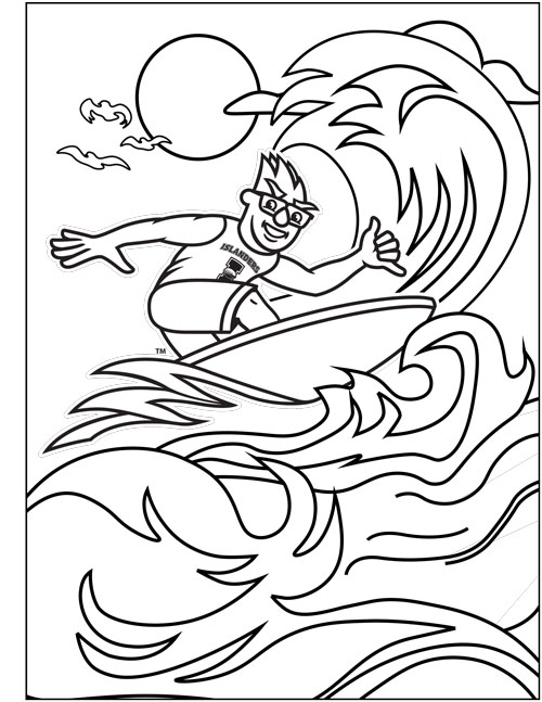 Izzy Surfing Coloring Page
