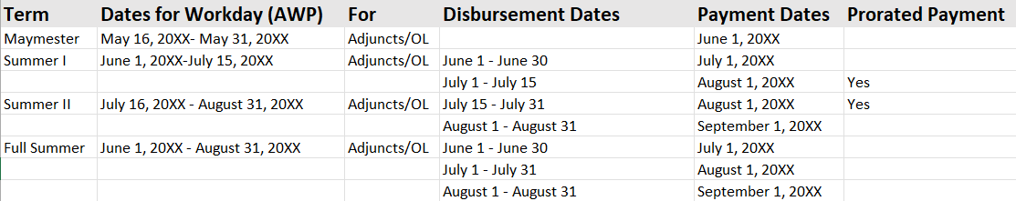 fy27 faculty summer schedule