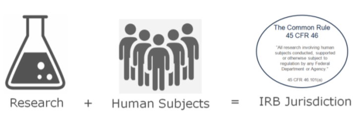 Image illustrating IRB jurisdiction - research plus human subjects