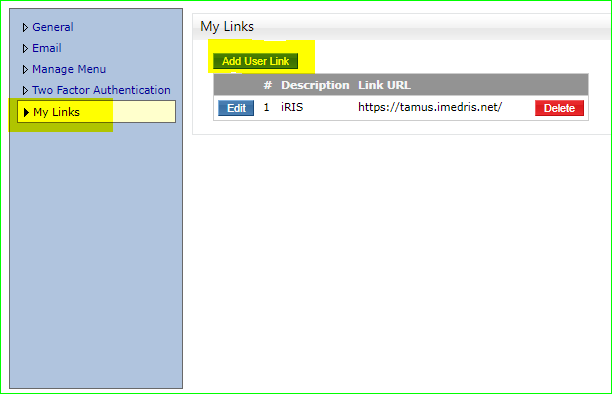 Clipping of my links and add user link