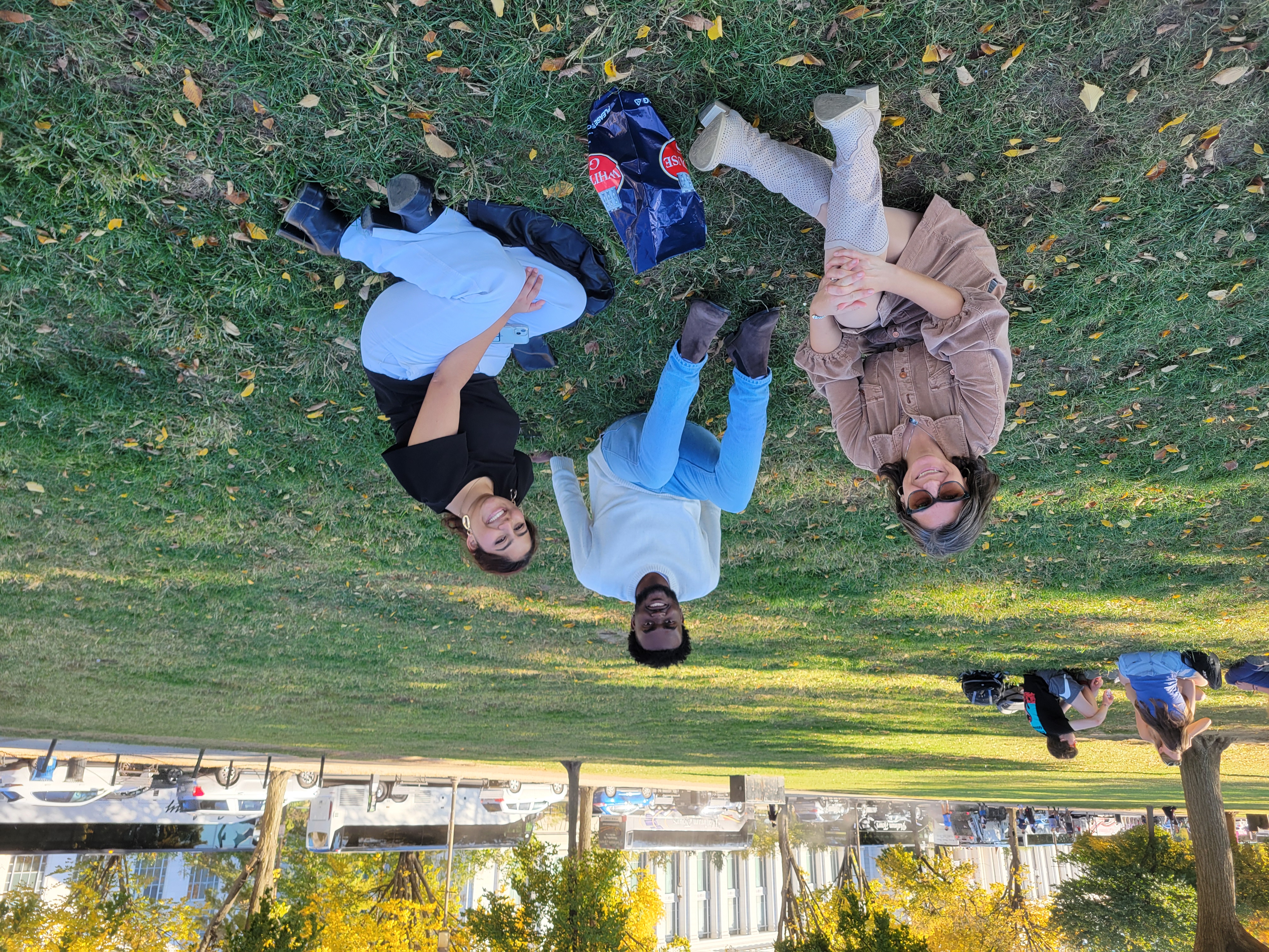 Group photo sitting at National Mall
