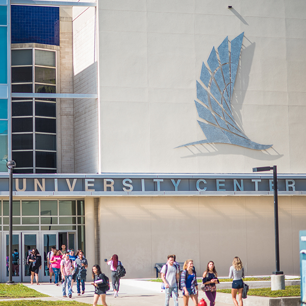 Photo of the front of the university Center